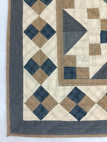 Hand quilted Primitive Diamond Star Patchwork Table Topper Farmhouse Mat Wall Hanging Handmade Quilt Decor by Home Heart (Made in India)