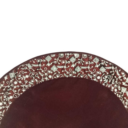 Luxury Burgundy Velvet Christmas Tree Skirt, Embroidered Floral Border, Holiday Tree Mat, Elegant Christmas Decor, HOME HEART Brands
