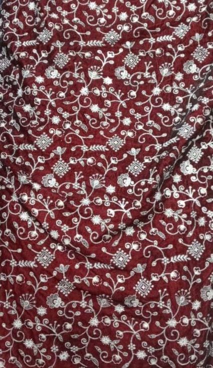 Luxury Burgundy Velvet Christmas Tree Skirt, Embroidered Floral Border, Holiday Tree Mat, Elegant Christmas Decor, HOME HEART Brands