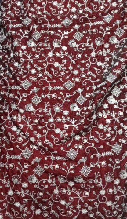 Luxury Burgundy Velvet Christmas Tree Skirt, Embroidered Floral Border, Holiday Tree Mat, Elegant Christmas Decor, HOME HEART Brands