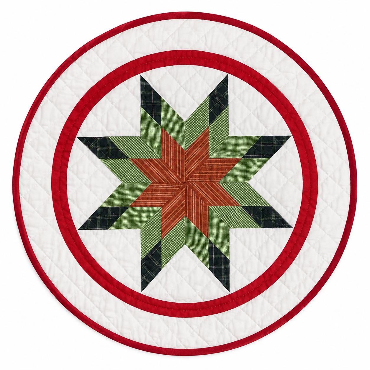 Lone star plaid Quilted roundTable Topper Centerpiece Mat, Handmade Patchwork Thanksgiving Table Decor by Home Heart brands (Made in India)