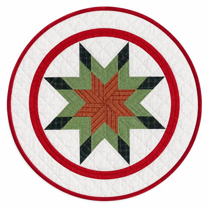 Lone star plaid Quilted roundTable Topper Centerpiece Mat, Handmade Patchwork Thanksgiving Table Decor by Home Heart brands (Made in India)