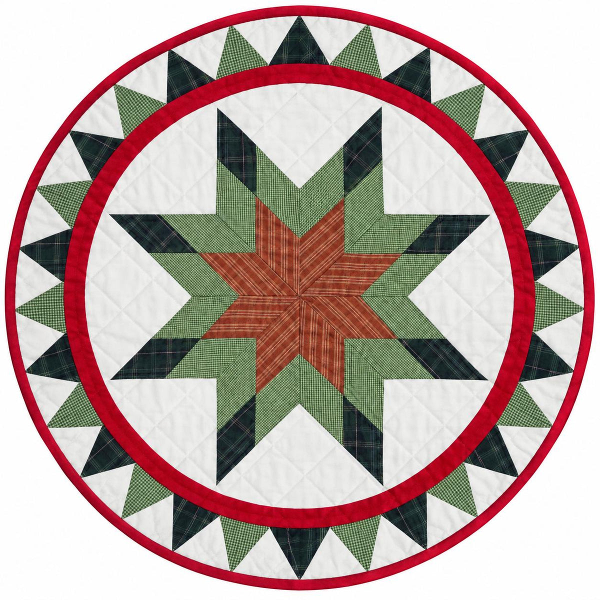 Lone star plaid Quilted round Table Topper Centerpiece Mat, Handmade Patchwork Thanks giving Table Decor by Home Heart brands (Made in India)