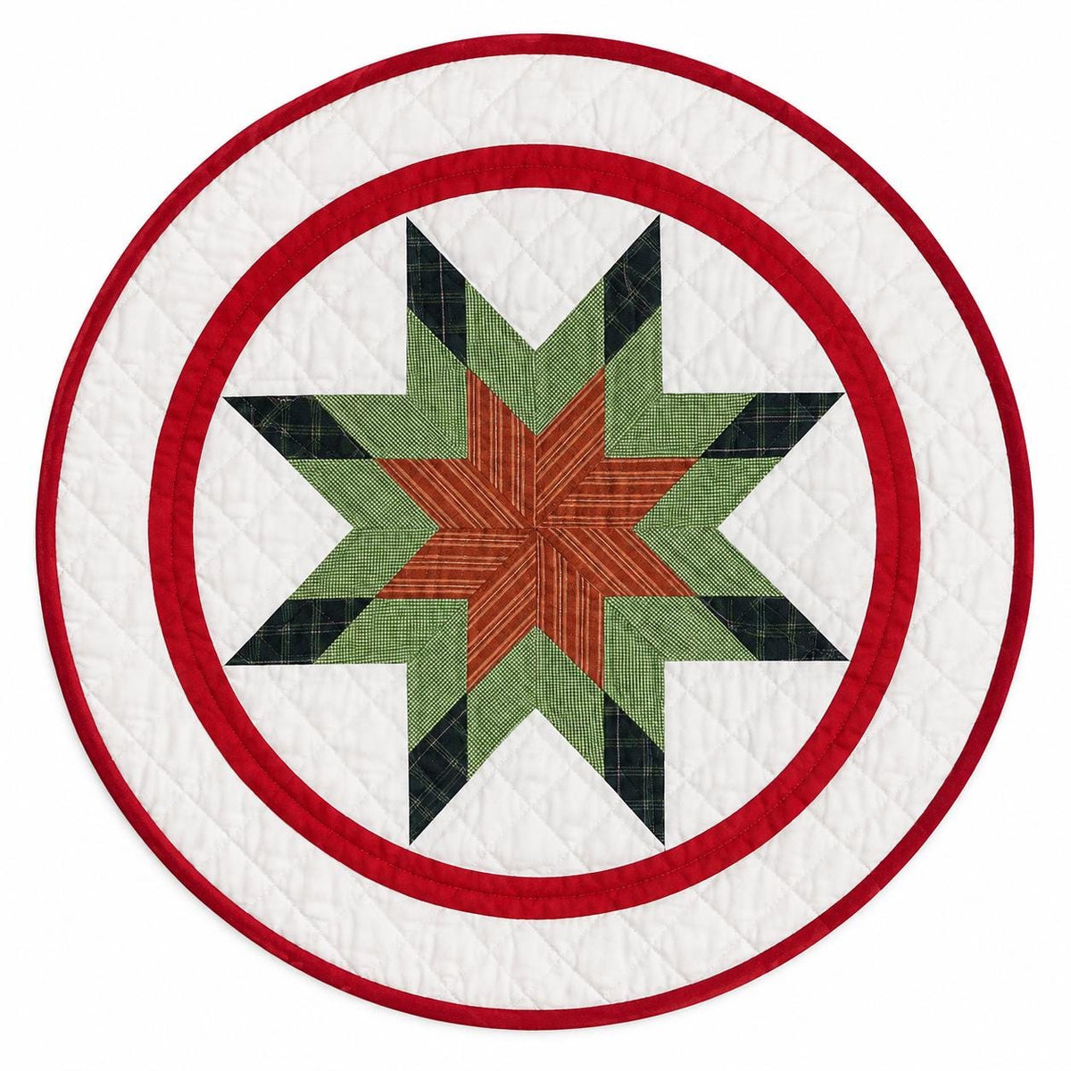 Lone star plaid Quilted round Table Topper Centerpiece Mat, Handmade Patchwork Thanks giving Table Decor by Home Heart brands (Made in India)