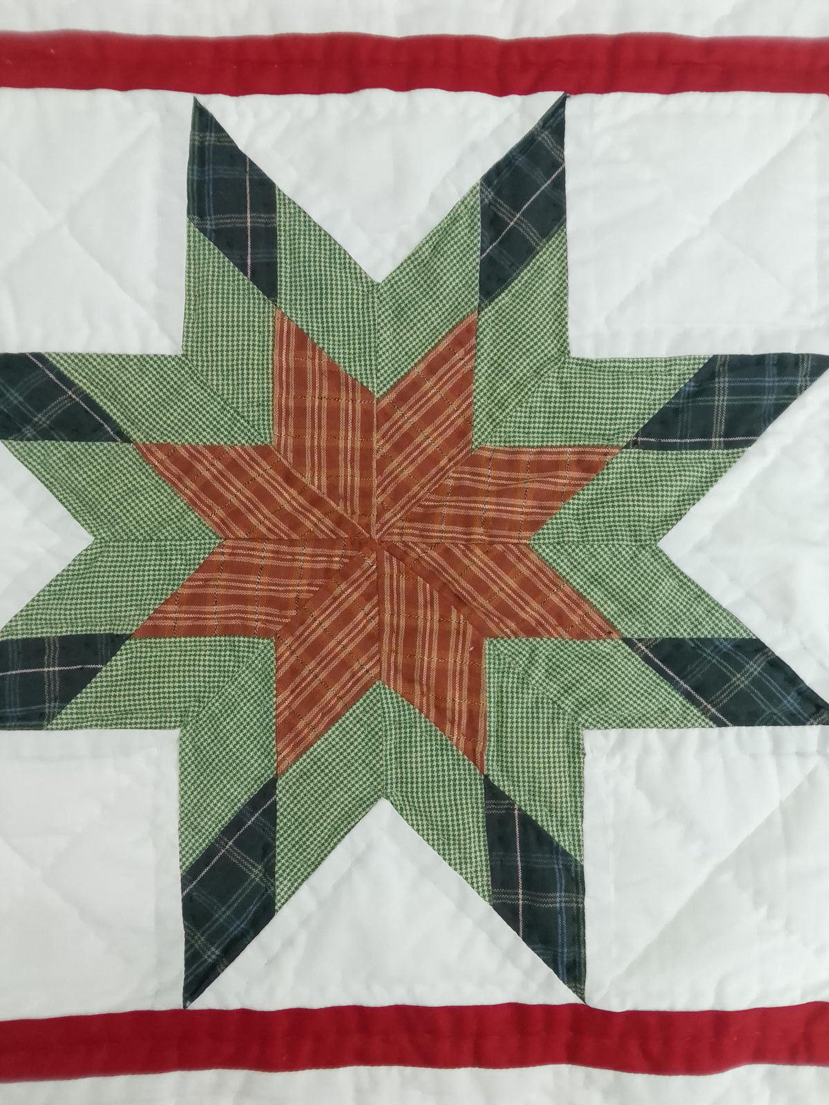 Lone star plaid Quilted round Table Topper Centerpiece Mat, Handmade Patchwork Thanks giving Table Decor by Home Heart brands (Made in India)