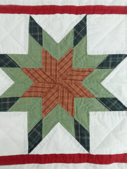 Lone star plaid Quilted round Table Topper Centerpiece Mat, Handmade Patchwork Thanks giving Table Decor by Home Heart brands (Made in India)
