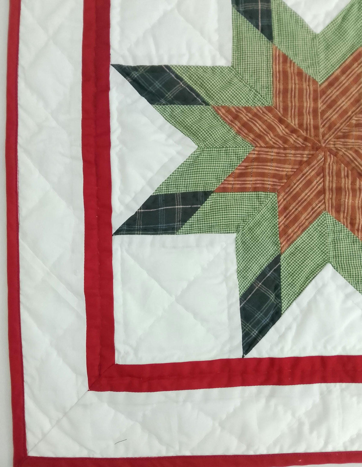 Lone star plaid Quilted round Table Topper Centerpiece Mat, Handmade Patchwork Thanks giving Table Decor by Home Heart brands (Made in India)