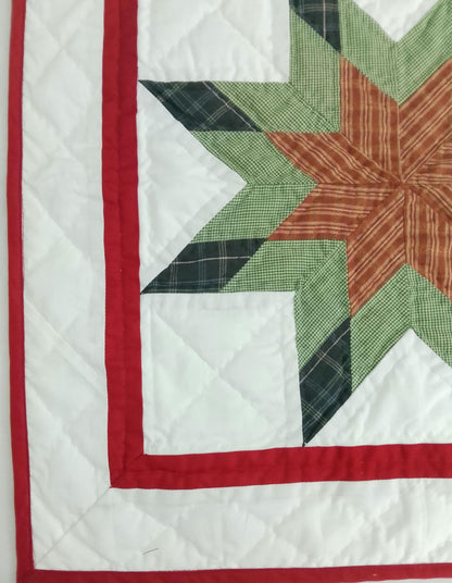 Lone star plaid Quilted round Table Topper Centerpiece Mat, Handmade Patchwork Thanks giving Table Decor by Home Heart brands (Made in India)