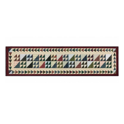 Flat Flying geese Plaid Patchwork Table Runner 16x75 Inch, Hand Quilted Without Batting (No Padding), Primitive Fall Farmhouse Table Runner