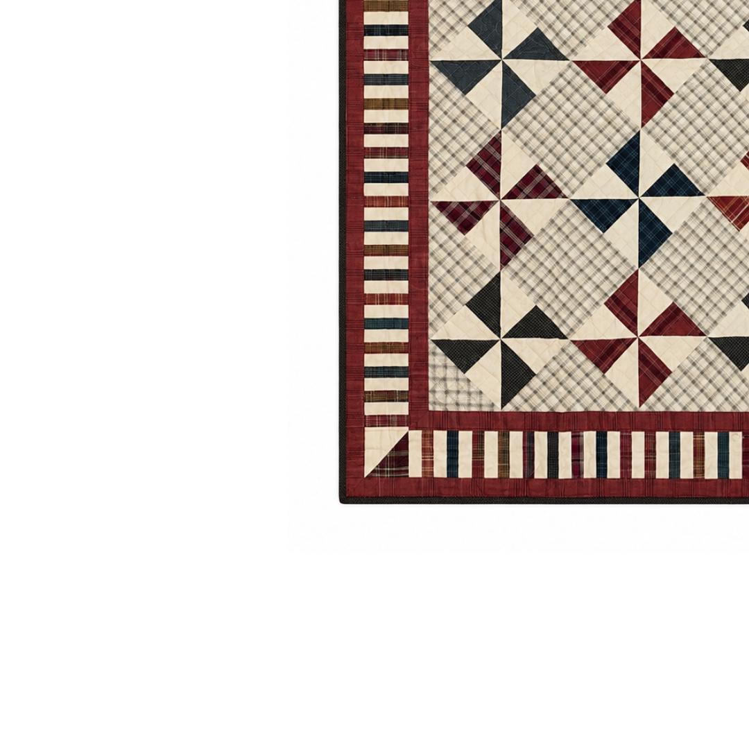 Primitive Patchwork Quilt 48x48 Inch, Handmade Lap Quilt, Rustic country Plaid Pinwheel Throw baby quilt Home Heart brands (Made in India)