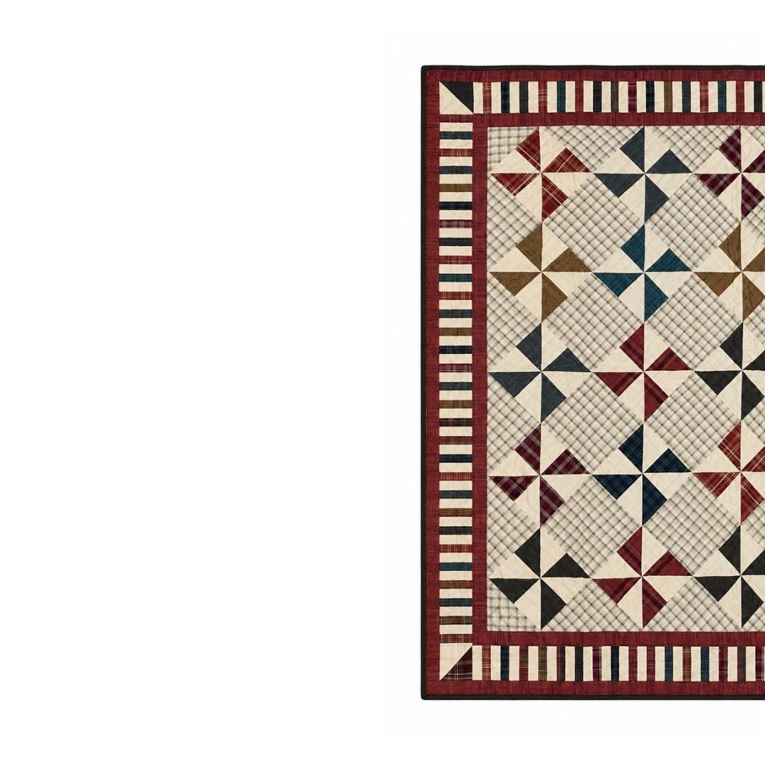 Primitive Patchwork Quilt 48x48 Inch, Handmade Lap Quilt, Rustic country Plaid Pinwheel Throw baby quilt Home Heart brands (Made in India)