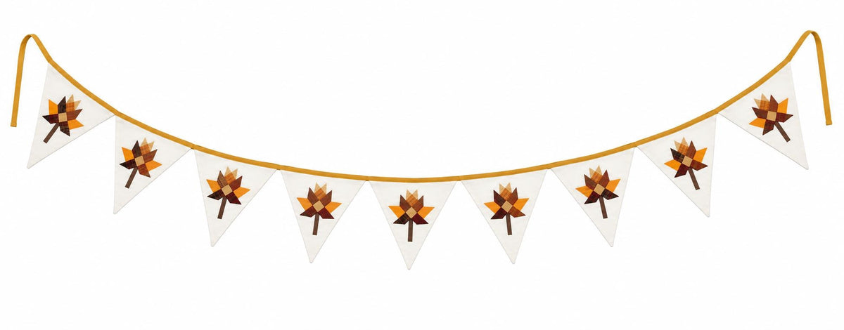 Primitive Autumn Patchwork Bunting Garland, Farmhouse Fall Pennant Banner, Rustic Thanksgiving Decor by HOME HEART Brands (Made in India)