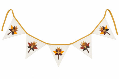 Primitive Autumn Patchwork Bunting Garland, Farmhouse Fall Pennant Banner, Rustic Thanksgiving Decor by HOME HEART Brands (Made in India)
