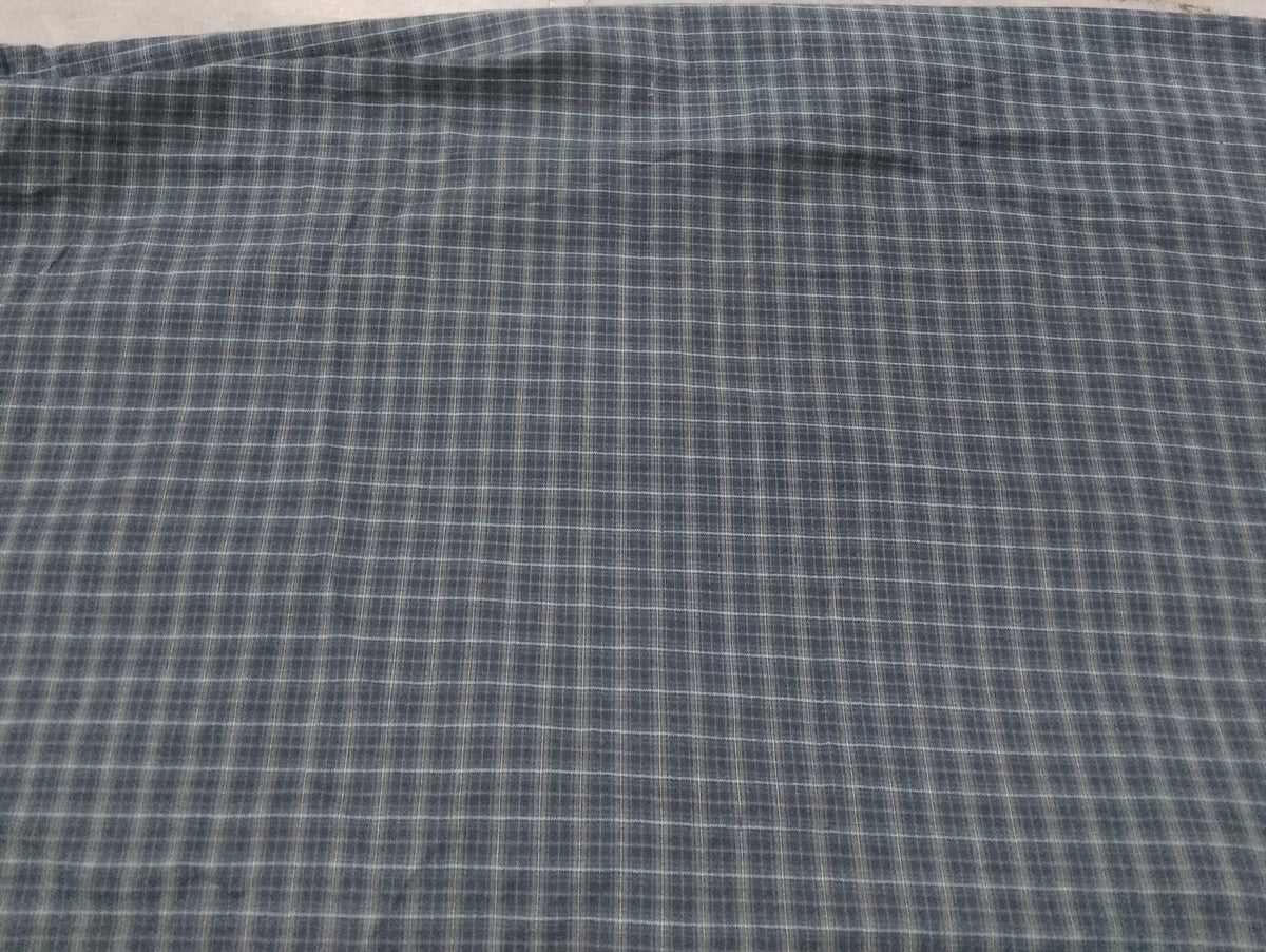 Charcoal Gray Plaid Cotton Fabric by the Yard 42" wide, Farmhouse Windowpane Check Fabric, Country Homespun by HOME HEART (Made in India)
