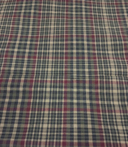 Primitive Burgundy Olive Green Plaid Fabric, Rustic Country Farmhouse Cotton Fabric by the Yard 42" wide, by HOME HEART (Made in India)
