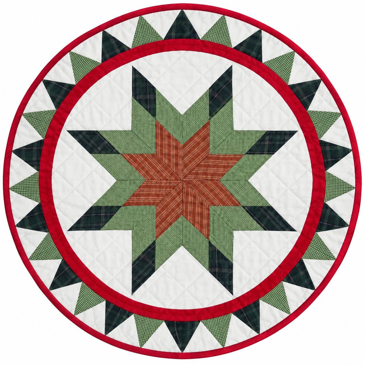 Lone star plaid Quilted roundTable Topper Centerpiece Mat, Handmade Patchwork Thanksgiving Table Decor by Home Heart brands (Made in India)