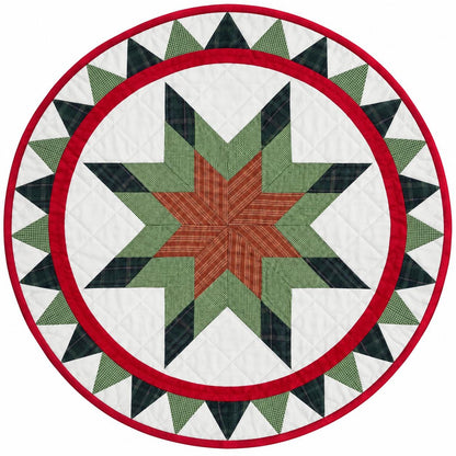 Lone star plaid Quilted roundTable Topper Centerpiece Mat, Handmade Patchwork Thanksgiving Table Decor by Home Heart brands (Made in India)