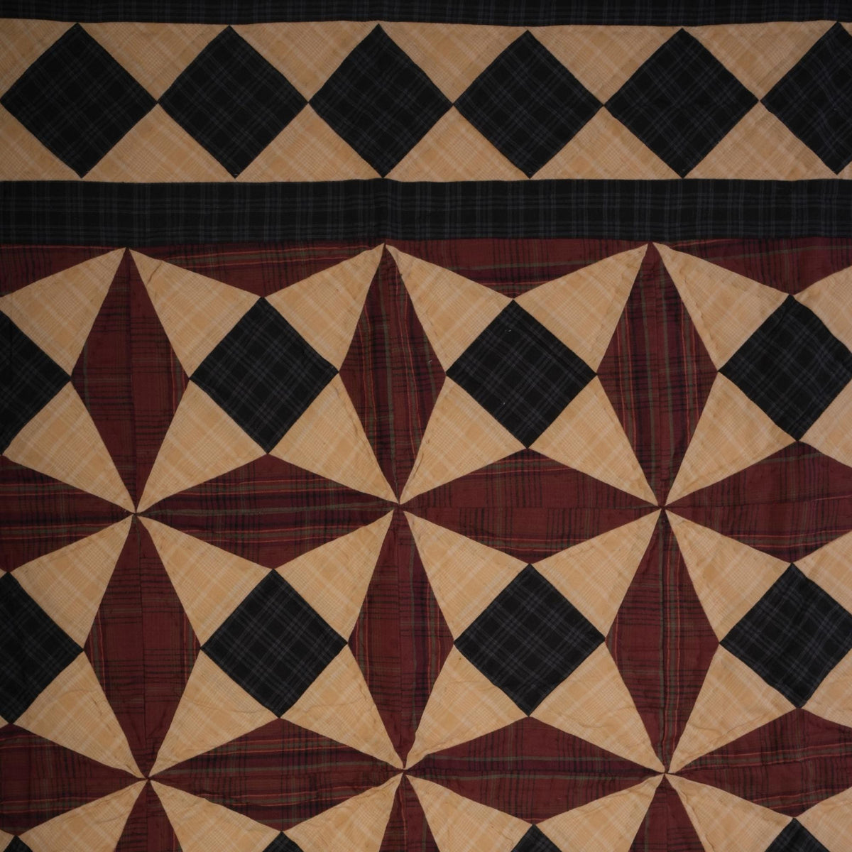 Spinning Wheel Plaid Quilt, Patchwork Quilt, Rustic Farmhouse Country Home throw, Hand Quilted baby quilt by Home Heart (Made in India)