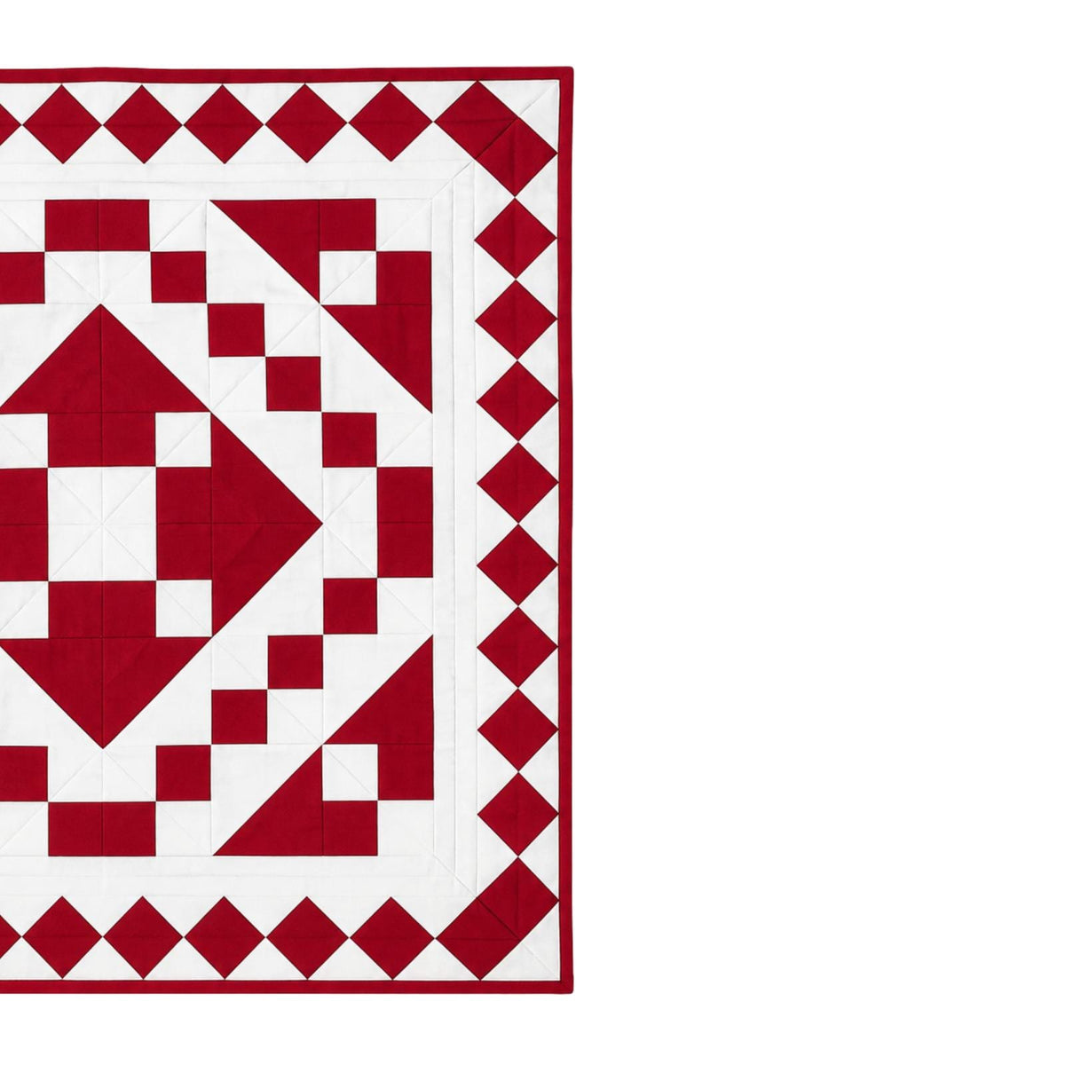 Wall hanging Hand made hand quilted quilt, Throw, Table topper Red Diamond chain square 100% Cotton Heirloom Quality by HOME HEART Brands