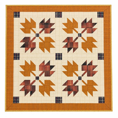 Hand made hand quilted quilt, table accent piece, Table topper Autumn leaves plaid fall quilt Cotton Heirloom Quality by HOME HEART Brands