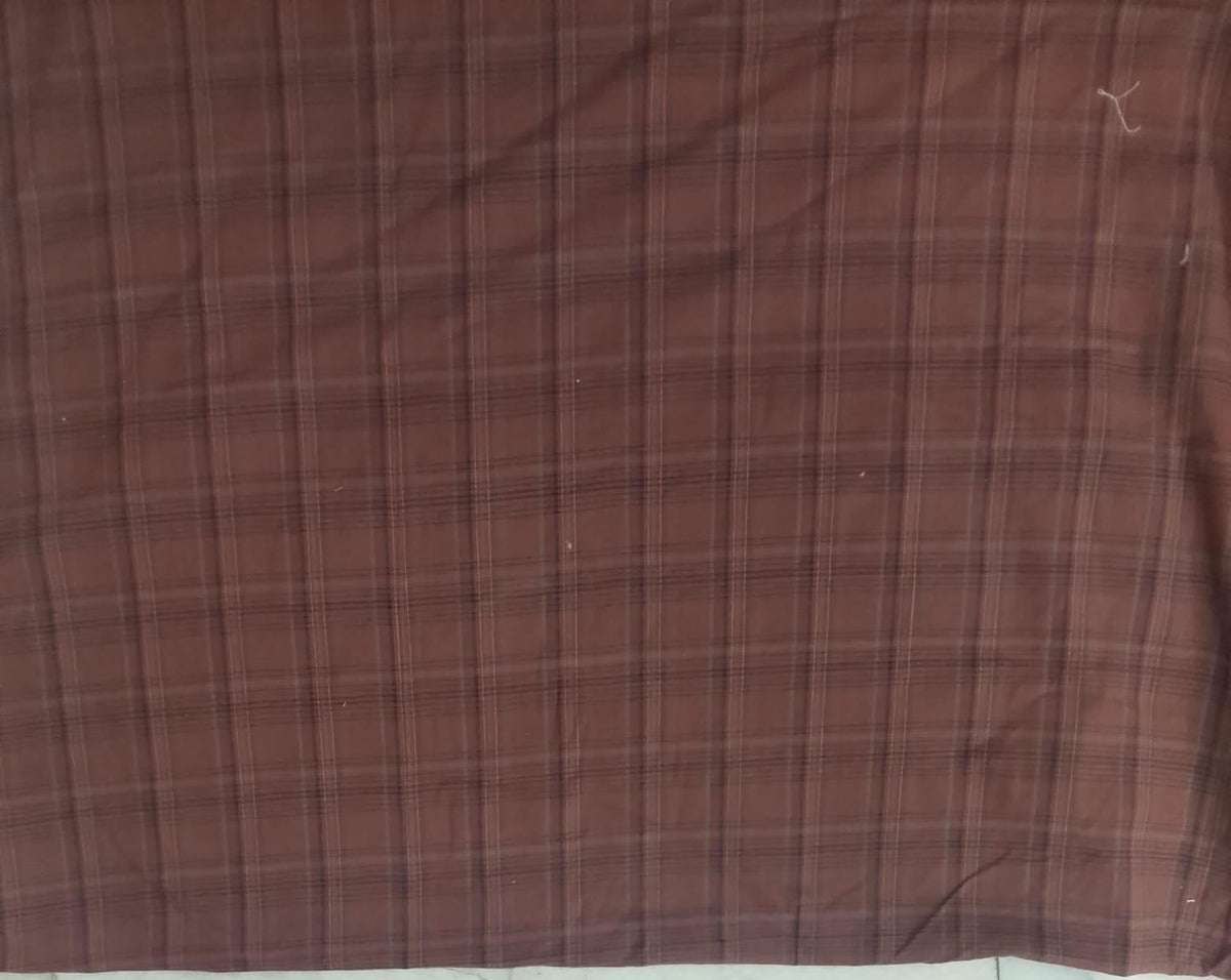 Rustic Brown Plaid Cotton Fabric by the Yard, 42" Wide Country Fabric, Rustic Homespun Material by HOME HEART (Made in India)