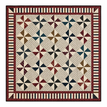 Primitive Patchwork Quilt 48x48 Inch, Handmade Lap Quilt, Rustic country Plaid Pinwheel Throw baby quilt Home Heart brands (Made in India)