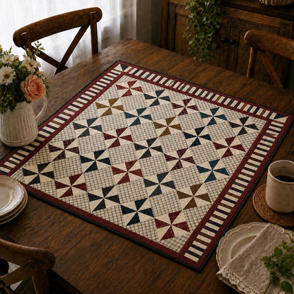 Primitive Patchwork Quilt 48x48 Inch, Handmade Lap Quilt, Rustic country Plaid Pinwheel Throw baby quilt Home Heart brands (Made in India)