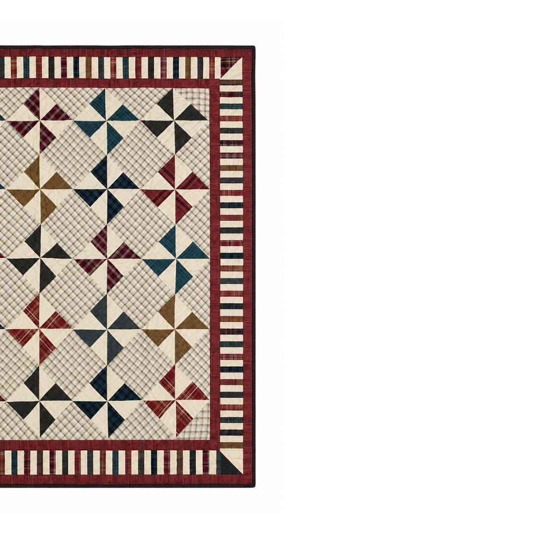 Primitive Patchwork Quilt 48x48 Inch, Handmade Lap Quilt, Rustic country Plaid Pinwheel Throw baby quilt Home Heart brands (Made in India)