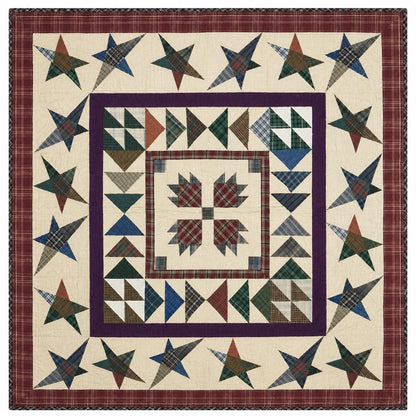 Primitive patchwork Quilt 46x46 Inch, Handmade Quilt, Rustic country Plaid wishing star Throw baby quilt Home Heart brands (Made in India)