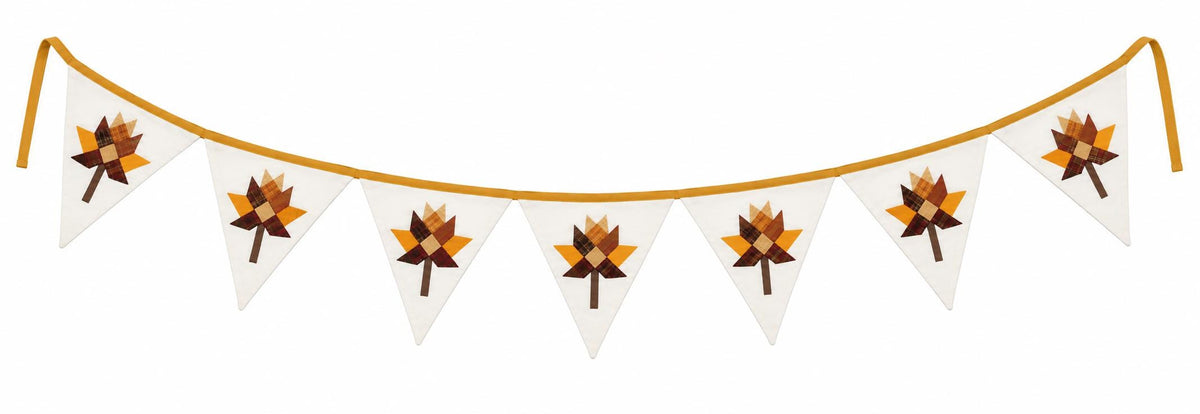 Primitive Autumn Patchwork Bunting Garland, Farmhouse Fall Pennant Banner, Rustic Thanksgiving Decor by HOME HEART Brands (Made in India)