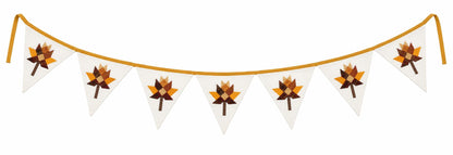 Primitive Autumn Patchwork Bunting Garland, Farmhouse Fall Pennant Banner, Rustic Thanksgiving Decor by HOME HEART Brands (Made in India)