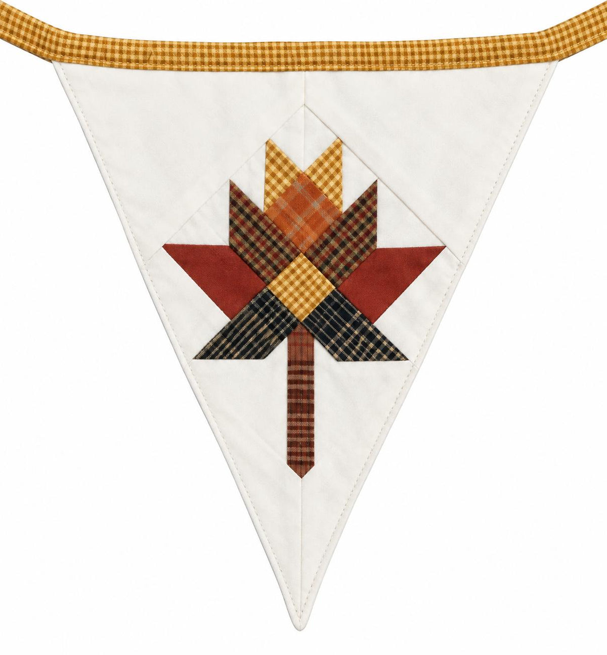 Primitive Autumn Patchwork Bunting Garland, Farmhouse Fall Pennant Banner, Rustic Thanksgiving Decor by HOME HEART Brands (Made in India)