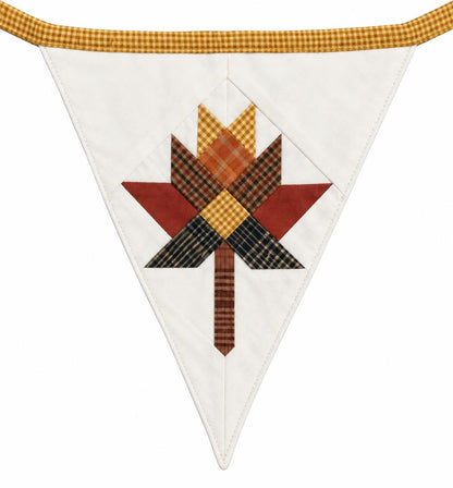 Primitive Autumn Patchwork Bunting Garland, Farmhouse Fall Pennant Banner, Rustic Thanksgiving Decor by HOME HEART Brands (Made in India)
