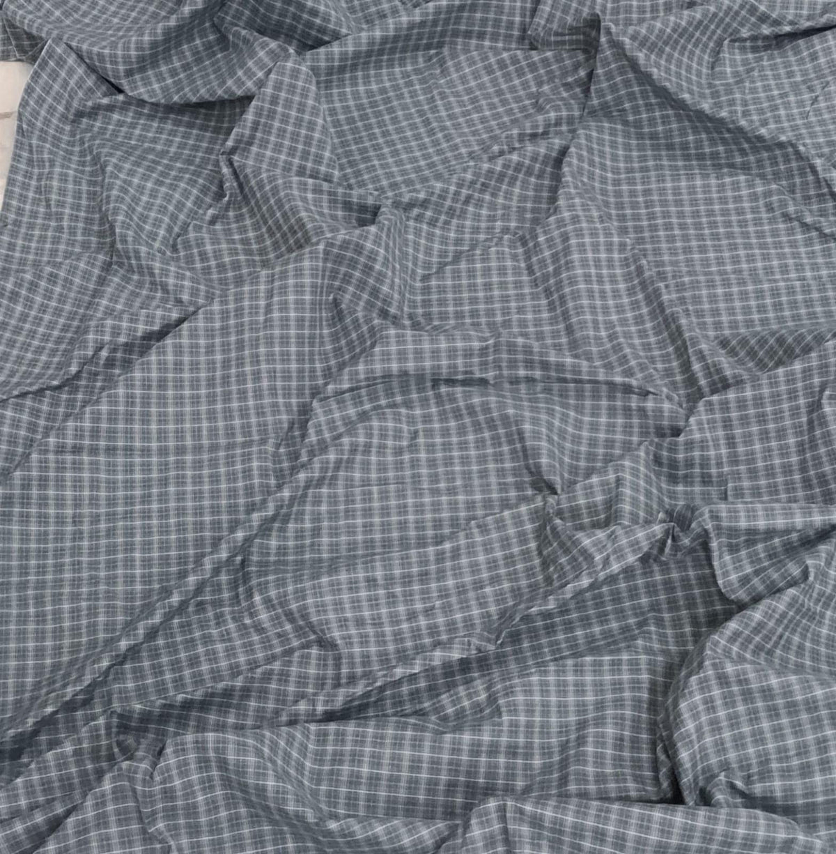 Charcoal Gray Plaid Cotton Fabric by the Yard 42" wide, Farmhouse Windowpane Check Fabric, Country Homespun by HOME HEART (Made in India)