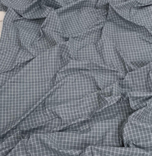 Charcoal Gray Plaid Cotton Fabric by the Yard 42" wide, Farmhouse Windowpane Check Fabric, Country Homespun by HOME HEART (Made in India)