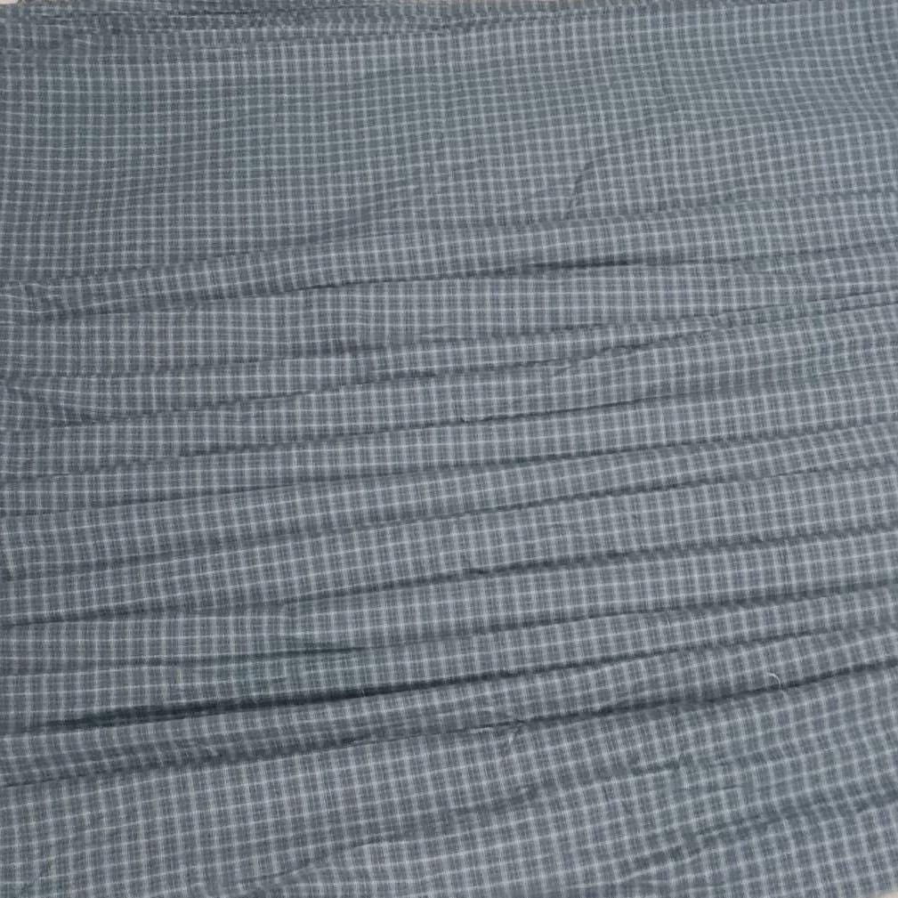 Charcoal Gray Plaid Cotton Fabric by the Yard 42" wide, Farmhouse Windowpane Check Fabric, Country Homespun by HOME HEART (Made in India)