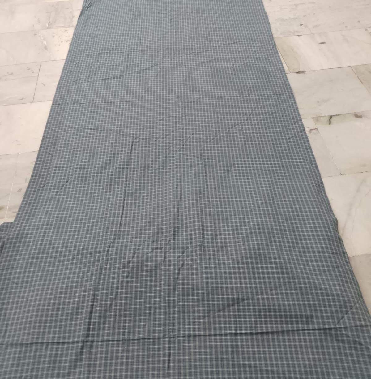Charcoal Gray Plaid Cotton Fabric by the Yard 42" wide, Farmhouse Windowpane Check Fabric, Country Homespun by HOME HEART (Made in India)