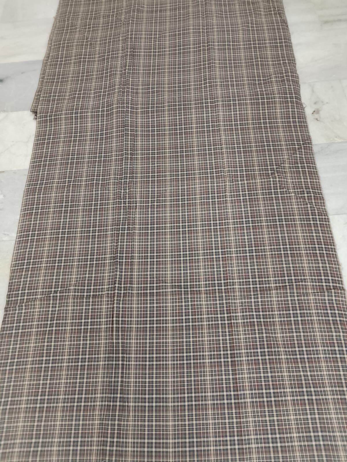 Primitive Burgundy Olive Green Plaid Fabric, Rustic Country Farmhouse Cotton Fabric by the Yard 42" wide, by HOME HEART (Made in India)