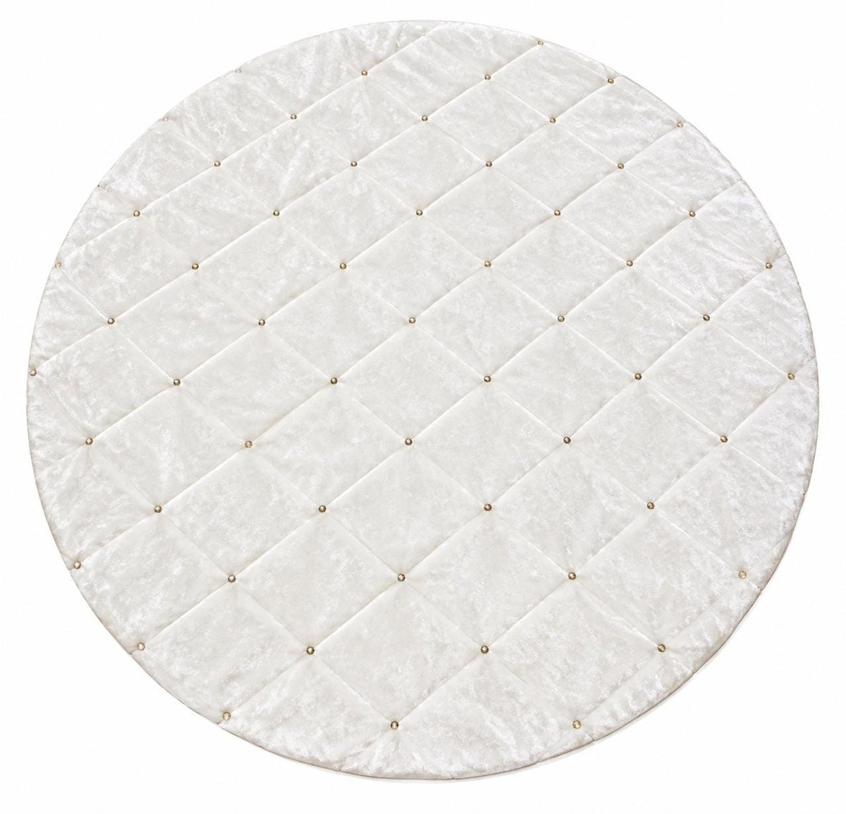 Snow White Velvet Quilted Table Topper, Beaded Christmas Tablecloth, Elegant Holiday Decor, White Round Table Cover, Handmade by HOME HEART