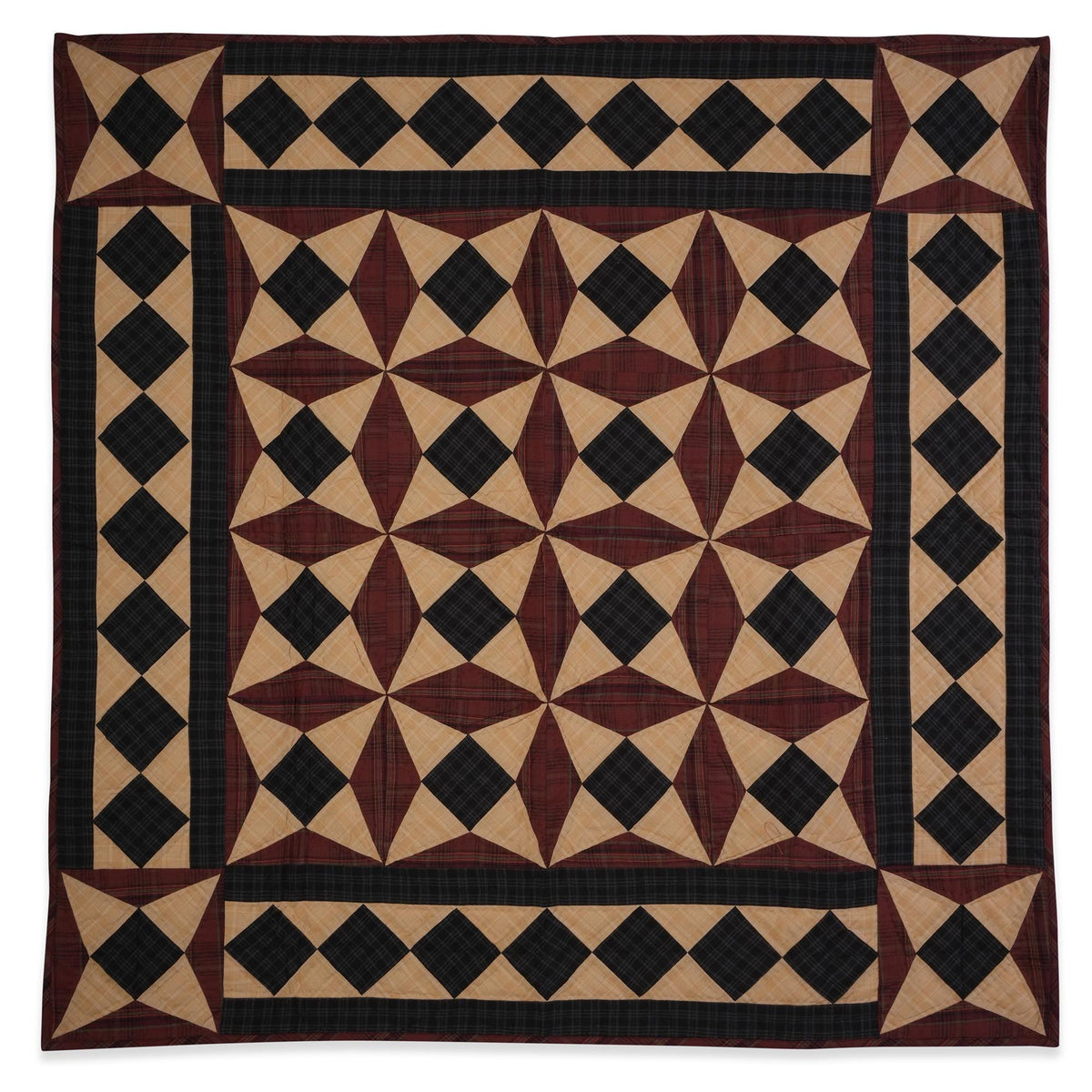 Spinning Wheel Plaid Quilt, Patchwork Quilt, Rustic Farmhouse Country Home throw, Hand Quilted baby quilt by Home Heart (Made in India)