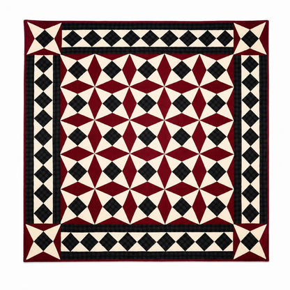 Primitive Spinning Wheel Quilt Hand Quilted Wall Hanging & Table Topper Plaid Country quilt decor by Home Heart Brands (Made in India)