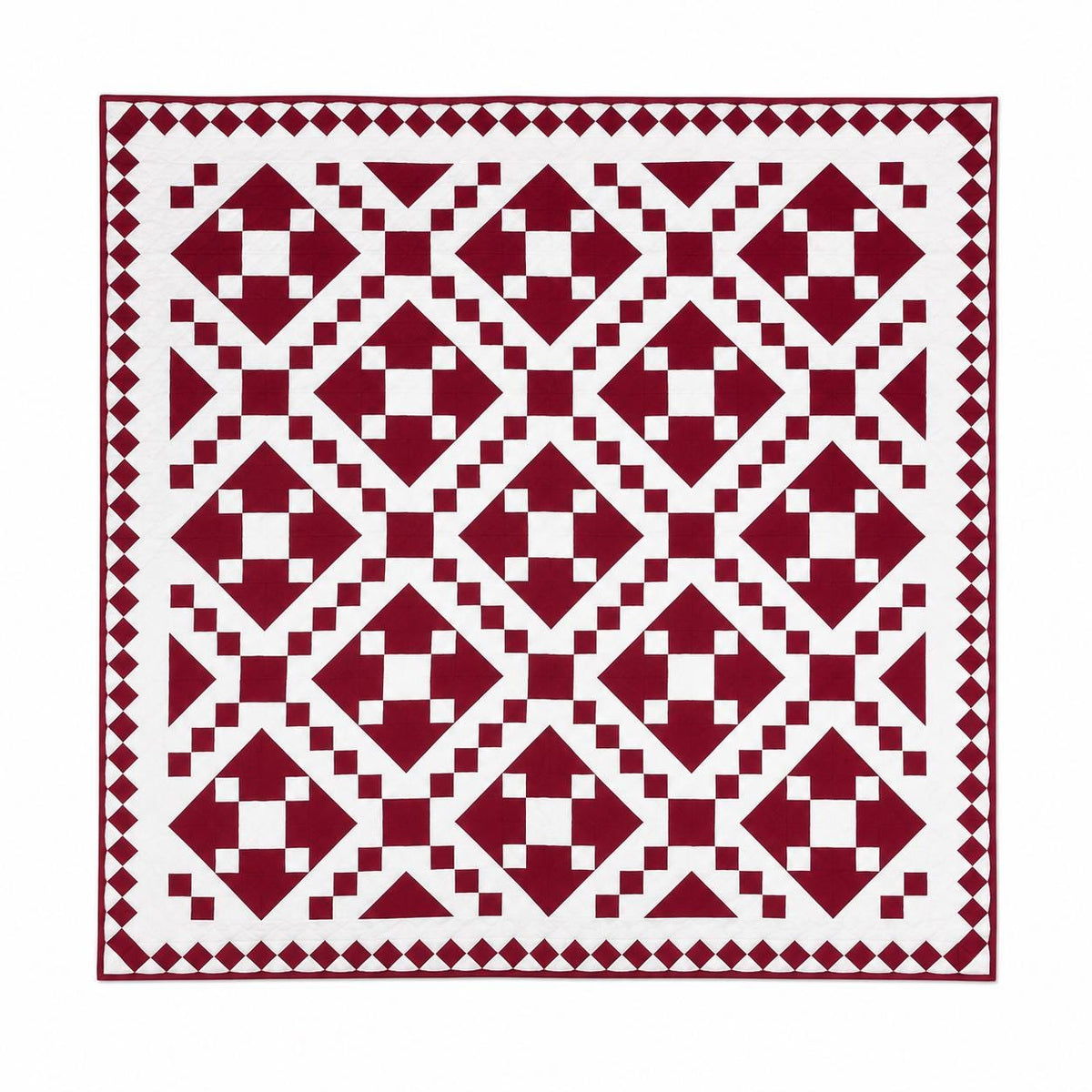 Wall hanging Hand made hand quilted quilt, Throw, Table topper Red Diamond chain square 100% Cotton Heirloom Quality by HOME HEART Brands