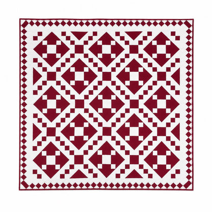 Wall hanging Hand made hand quilted quilt, Throw, Table topper Red Diamond chain square 100% Cotton Heirloom Quality by HOME HEART Brands