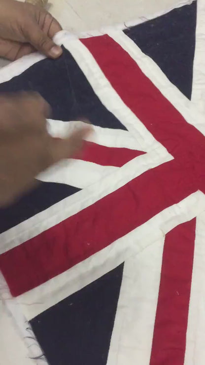 Hand made Hand quilted Wallhanging Quilt, small quilt, placemat 20"x20" Union jack flag calico fabric by Home Heart brands (Made in India)