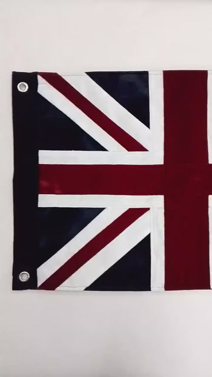 Luxury Micro Velvet Union Jack Patchwork Flag with Eyelets Handmade Wall Flag 14"x19" Union jack flag by Home Heart brands (Made in India)