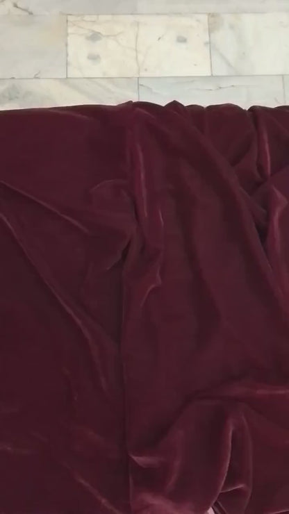 Deep wine maroon color micro velvet soft fabric 42” wide choose your yard meter in cut collection by HOME HEART Brands (Made in India)