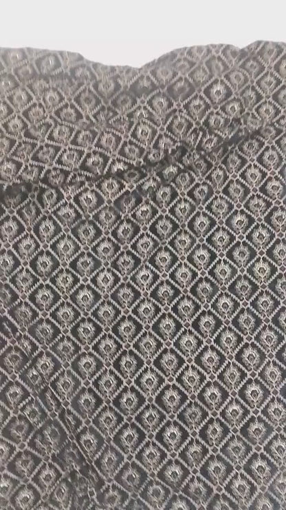 Fabric black Velvet Fabric Heavy Embroidery, Floral Trellis Design, Upholstery Fabric for Sofa Cushion Curtains by Home Heart Brands INDIA