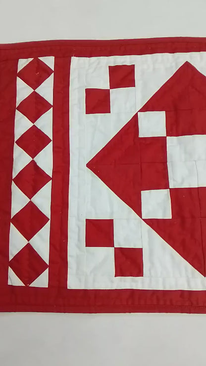 Table runner hand quilted, patchwork, Table Toppers Calico Red diamond square Patchwork Table runner by HOME HEART Brands(made in INDIA)