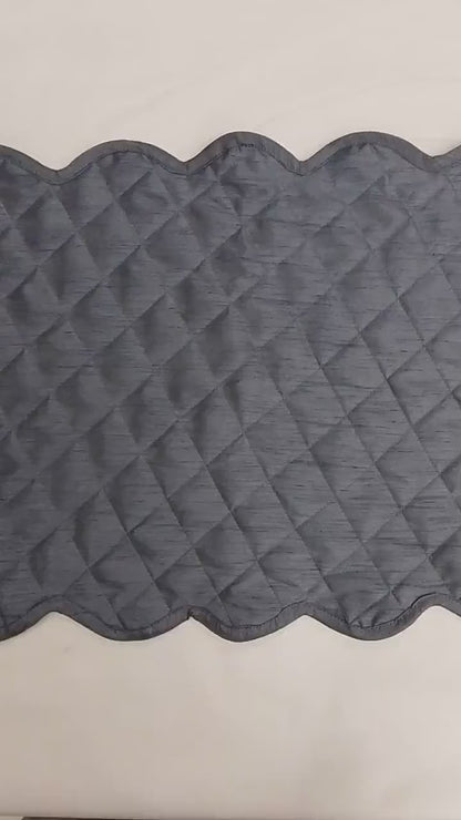 Dupioni Silk Charcoal Grey reversible Quilted Table runner, Trivet, placemat  & Table toppers design by HOME HEART Brands