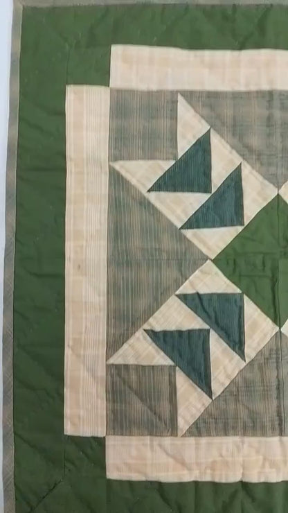 Wall hanging  hand quilted quilt, Table topper, Patchwork | Primitive flying geese Patchwork Farmhouse Quilt Decor | Primitive Cotton Quilt